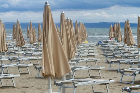 La spiaggia di Grado, Mare Adriatico, Italia